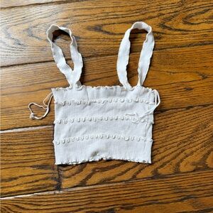 Zara White Textured Tank Top